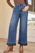 Raw Hem High Waist Straight Leg Loose Jeans
